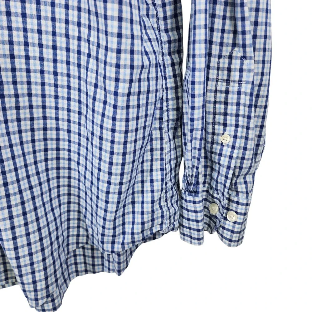 Brooks Brothers Button Down Shirt Mens XL Blue Gingham‎ Regent Polo Cotton